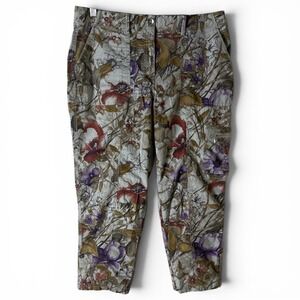 Floral Chico's Cargo Capri Pants Womens 1 Medium Stretch Cropped Botanical Print